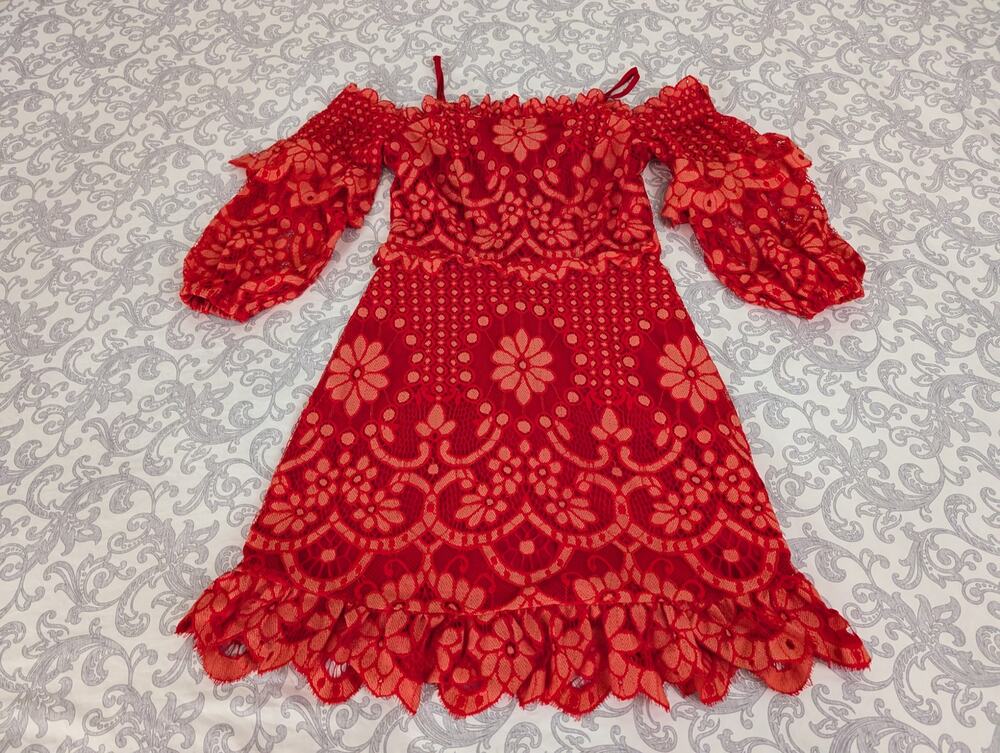 parker red lace irma dress